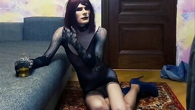 Femboy sissy slut slave crossdresser posing and drinking pis - 10 image