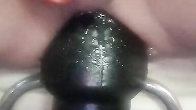 Christina takeing a huge big Black plug 10cm in diameter - 11 image