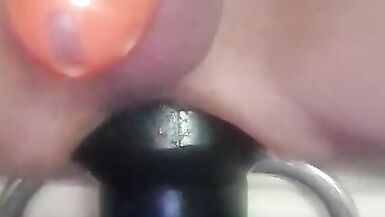 Christina takeing a huge big Black plug 10cm in diameter - 12 image