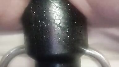 Christina takeing a huge big Black plug 10cm in diameter - 3 image