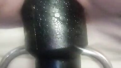 Christina takeing a huge big Black plug 10cm in diameter - 4 image