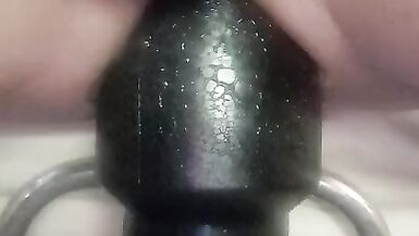 Christina takeing a huge big Black plug 10cm in diameter - 5 image