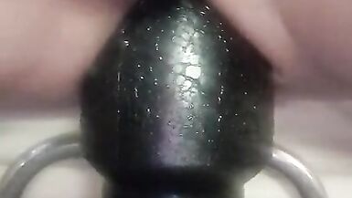 Christina takeing a huge big Black plug 10cm in diameter - 6 image