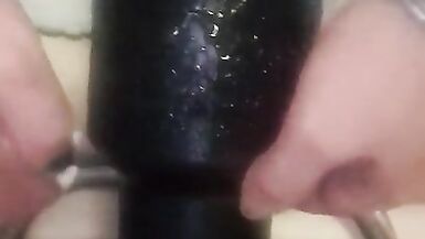 Christina takeing a huge big Black plug 10cm in diameter - 7 image