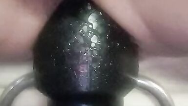 Christina takeing a huge big Black plug 10cm in diameter - 9 image