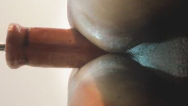 Crossdressing in fishnet body-stocking with sex machine - 2 image