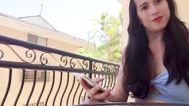 sexy asian shemale secretly show her cock in hotel balcony - 13 image