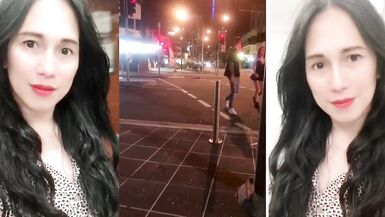 beautifull ladyboy masturbate and show her cock in public