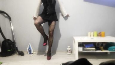 Sissy in new tights and shoes when the wife is not at home - 13 image