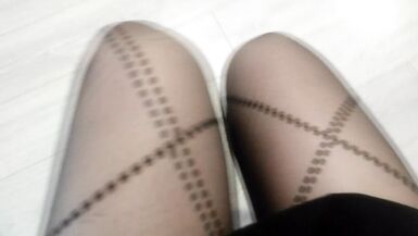 Sissy in new tights and shoes when the wife is not at home - 4 image