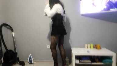 Sissy in new tights and shoes when the wife is not at home - 7 image