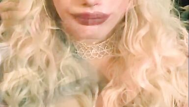 Sexy blonde crossdresser show fake breast - 3 image