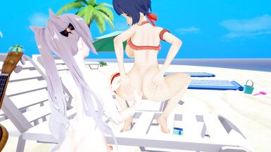 Genshin Impact XIANGLING and KEQING FUTA beach party (3D HENTAI) - 15 image