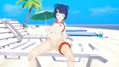 Genshin Impact XIANGLING and KEQING FUTA beach party (3D HENTAI) - 2 image