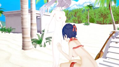 Genshin Impact XIANGLING and KEQING FUTA beach party (3D HENTAI) - 7 image