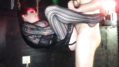 Redhead T Girl Gets Fucked Bareback in Sling - 10 image