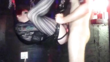 Redhead T Girl Gets Fucked Bareback in Sling - 15 image