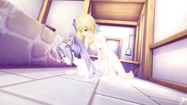 Genshin Impact - Futa Lumine fuck Keqing in bath - 10 image