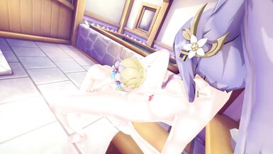 Genshin Impact - Futa Lumine fuck Keqing in bath - 12 image