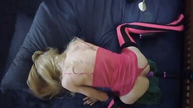 Sissy Tammy fucks sex machine while in chastity.