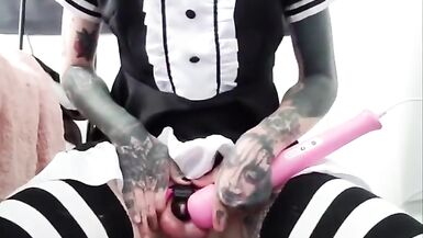 Sissy maid rides Monster dildo - 10 image