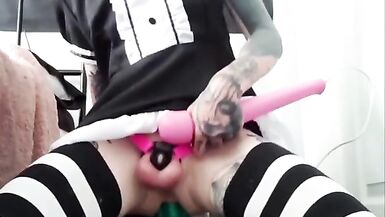 Sissy maid rides Monster dildo - 4 image