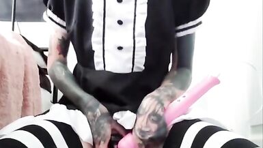 Sissy maid rides Monster dildo - 9 image