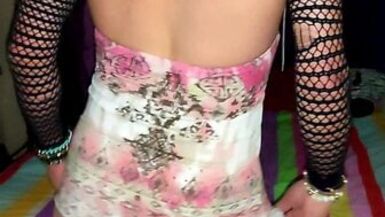 Little top riding black dildo to cum