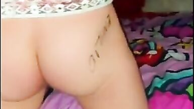 Little top riding black dildo to cum - 2 image