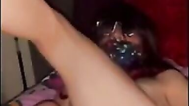 Little top riding black dildo to cum - 9 image