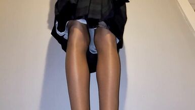 Pleated skirt with white slip. - 14 image