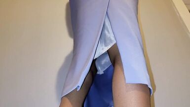 Long office skirt with slip