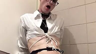 Sissy Girl in heels love Black dildo - 1 image