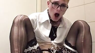 Sissy Girl in heels love Black dildo - 10 image