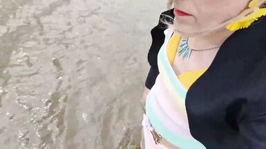 Mrs Samantha going for a walk on the beach