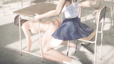 Futanari Asian Girls Sex in Public Classroom 3D Animation (Part 2) - 8 image