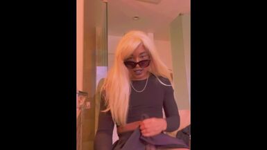 Sexy Blonde TGirl Bust Thick Load in your Face - 1 image