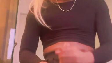 Sexy Blonde TGirl Bust Thick Load in your Face - 10 image