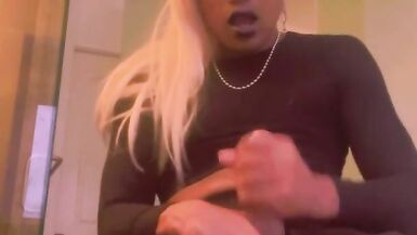 Sexy Blonde TGirl Bust Thick Load in your Face - 12 image