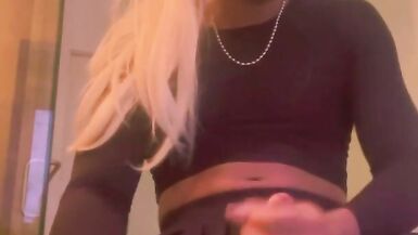 Sexy Blonde TGirl Bust Thick Load in your Face - 13 image