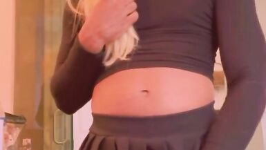 Sexy Blonde TGirl Bust Thick Load in your Face - 2 image