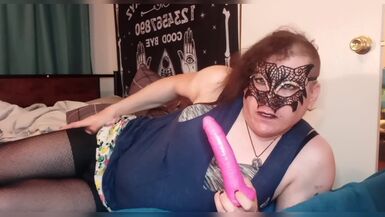 Transwoman jerks off with toys can has a yummy cumshot - 1 image
