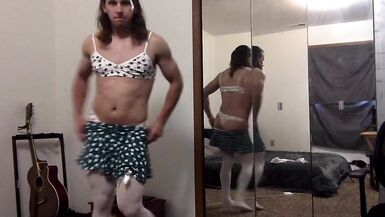 Cute Sissy CD Strips till Naked and then Jerks! - 5 image