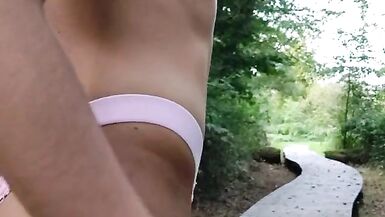 Crossdresser walking in the park - 4 image