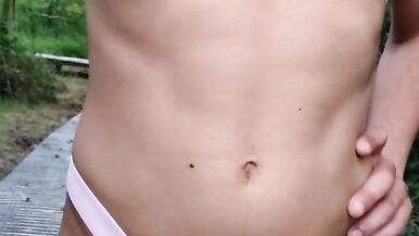 Crossdresser walking in the park - 5 image