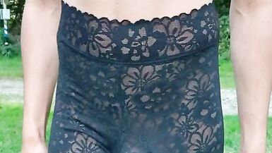 Sissy Black lingerie outdoor - 10 image