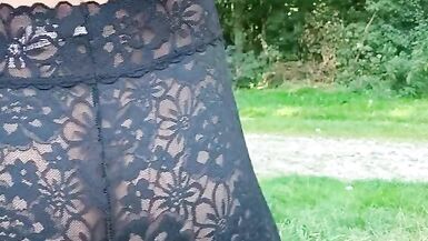 Sissy Black lingerie outdoor - 12 image