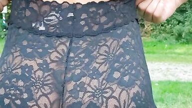 Sissy Black lingerie outdoor - 13 image