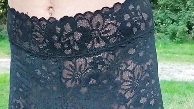 Sissy Black lingerie outdoor - 2 image