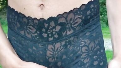 Sissy Black lingerie outdoor - 3 image